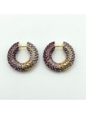 Kendra Scott Purple & Gold Gradient Pave Hoop Earrings